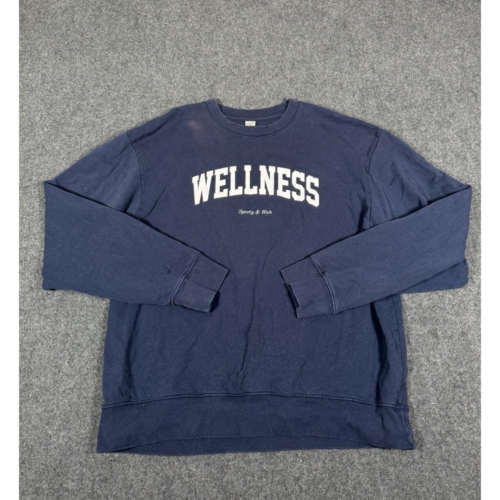 Sporty‎ and Rich Wellness Sweatshirt Mens Large Blue Pullover USA Made